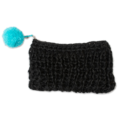 Hand-Crocheted Jute Clutch in Charcoal from Peru