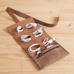 Leather cable case, 'Rugged Modernity' - Handmade Leather Cable Case from Peru