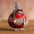 Sterling silver and gourd figurine, 'Owl Musician in Red' - Sterling Silver and Gourd Owl Musician Figurine in Red (image 2b) thumbail