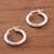 Sterling silver hoop earrings, 'Classic Gleam' - Sandblasted Sterling Silver Hoop Earrings from Peru (image 2b) thumbail