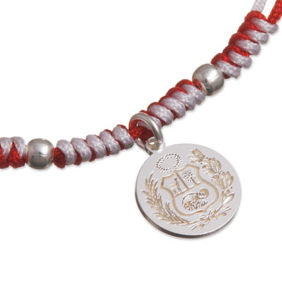 Sterling silver charm bracelet, 'Peruvian Shield' - Sterling Peruvian Coat of Arms Charm Bracelet