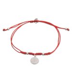 Sterling silver charm bracelet, 'Peruvian Shield in Red' - Sterling Peruvian Coat of Arms Charm Bracelet in Red
