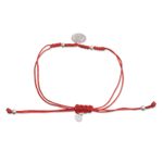 Sterling silver charm bracelet, 'Peruvian Shield in Red' - Sterling Peruvian Coat of Arms Charm Bracelet in Red