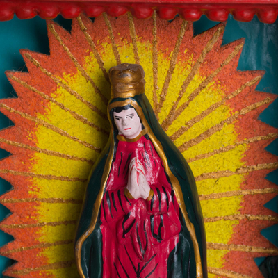 Wood retablo, 'Mary' - Handmade Wood Retablo of the Virgin Mary from Peru