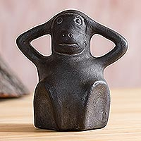 Ceramic sculpture, 'Mochica Monkey' - Chavin Replica Ceramic Monkey Sculpture from Peru