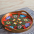 Reverse-painted glass tray, 'Tulip Beauty in Red' - Tulip Motif Reverse-Painted Glass Tray in Red from Peru thumbail