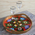 Reverse-painted glass tray, 'Tulip Beauty in Red' - Tulip Motif Reverse-Painted Glass Tray in Red from Peru (image 2b) thumbail