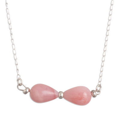 Opal pendant necklace, 'Pink Infinity' - Pink Opal Pendant Necklace Crafted in Peru