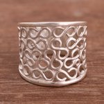 Sterling silver band ring, 'Vintage Infinity' - Infinity Pattern Sterling Silver Band Ring from Peru