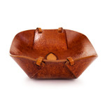 Leather catchall, 'Gothic Flower' - Handcrafted Leather Catchall from Peru