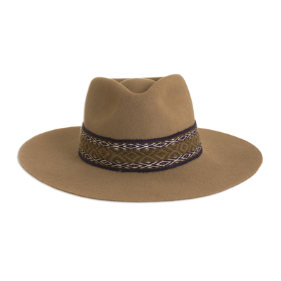 Sombrero de fieltro en mezcla de alpaca y lana - Sombrero de Fieltro Mezcla de Lana y Alpaca Peruana en Taupe