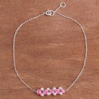 Sterling silver pendant anklet,
