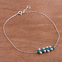 Sterling silver pendant anklet,