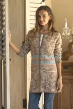 100% baby alpaca cardigan, 'Romance in Tan' - Nature-Themed 100% Baby Alpaca Cardigan in Tan from Peru