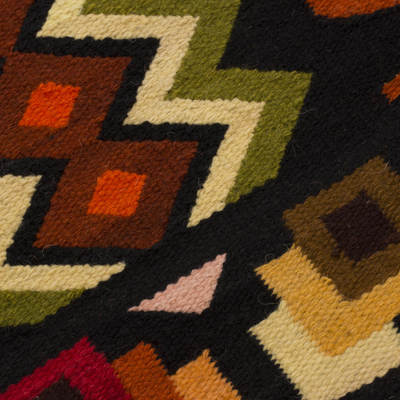 Wool tapestry, 'Inca Worlds' - Geometric Wool Tapestry from Peru