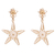 Gold plated sterling silver filigree dangle earrings, 'Starry Cosmos' - Gold Plated Sterling Silver Filigree Star Earrings from Peru (image 2a) thumbail