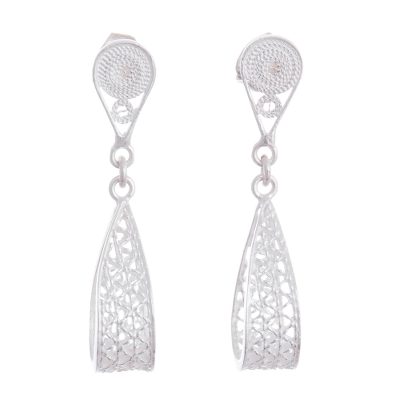Sterling silver filigree dangle earrings, 'Glistening Utopia' - Sterling Silver Filigree Dangle Earrings Crafted in Peru