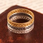Gold plated and sterling silver filigree band rings, 'Colonial Trilogy' (set of 3) - Three Gold Plated and Sterling Silver Filigree Band Rings