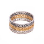 Gold plated and sterling silver filigree band rings, 'Colonial Trilogy' (set of 3) - Three Gold Plated and Sterling Silver Filigree Band Rings
