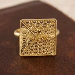 Gold plated sterling silver filigree cocktail ring, 'Colonial Square' - Gold Plated Sterling Silver Filigree Cocktail Ring from Peru