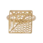Gold plated sterling silver filigree cocktail ring, 'Colonial Square' - Gold Plated Sterling Silver Filigree Cocktail Ring from Peru