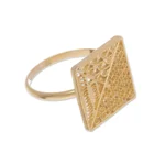 Gold plated sterling silver filigree cocktail ring, 'Colonial Square' - Gold Plated Sterling Silver Filigree Cocktail Ring from Peru