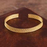 Gold plated sterling silver filigree cuff bracelet, 'Colonial Shine' - Gold Plated Sterling Silver Filigree Cuff Bracelet from Peru
