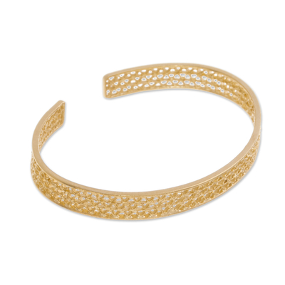Gold plated sterling silver filigree cuff bracelet, 'Colonial Shine' - Gold Plated Sterling Silver Filigree Cuff Bracelet from Peru
