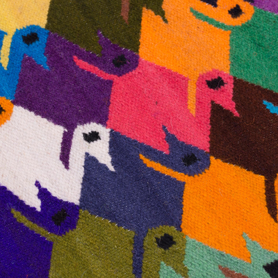 camino de mesa de lana - Camino de mesa de lana tejido a mano con temática de pájaros de Perú