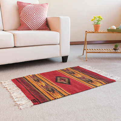 Wool area rug, 'Inca Empire' (2x3) - Inca-Inspired Wool Area Rug from Peru (2x3)
