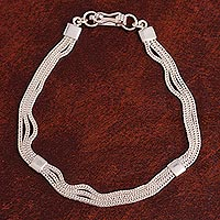Sterling silver chain bracelet, 'Silver Royalty'