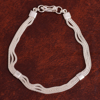Kettenarmband aus Sterlingsilber - Fuchsschwanz-Kettenarmband aus Sterlingsilber aus Peru