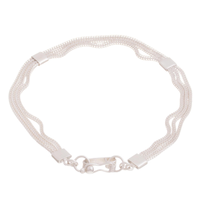 Sterling silver chain bracelet, 'Silver Royalty' - Sterling Silver Foxtail Chain Bracelet from Peru