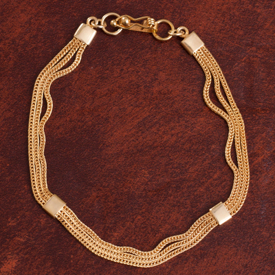 Vergoldetes Kettenarmband aus Sterlingsilber - kettenarmband aus 21 Karat vergoldetem Sterlingsilber aus Peru