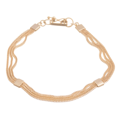Gold plated sterling silver chain bracelet, 'Gold Royalty' - 21k Gold Plated Sterling Silver Chain Bracelet from Peru