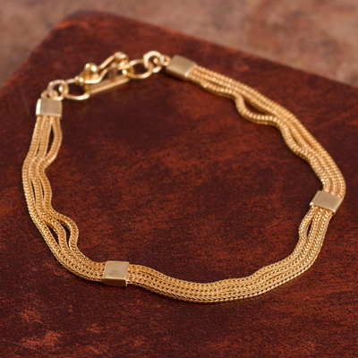 Vergoldetes Kettenarmband aus Sterlingsilber - kettenarmband aus 21 Karat vergoldetem Sterlingsilber aus Peru