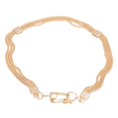 Gold plated sterling silver chain bracelet, 'Gold Royalty' - 21k Gold Plated Sterling Silver Chain Bracelet from Peru