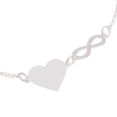 Sterling silver anklet, 'Love Infinite' - Sterling Silver Infinity Heart Anklet from Peru