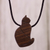 Wood pendant necklace, 'Obedient Cat' - Guacayan Wood Cat Pendant Necklace from Peru thumbail