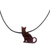 Wood pendant necklace, 'Watchful Cat' - Handmade Wood Cat Pendant Necklace from Peru (image 2a) thumbail