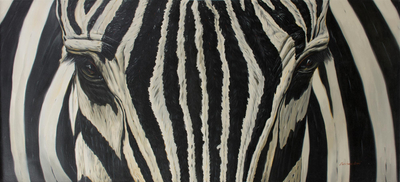 'Observation' (2019) - Signed Painting of a Zebra from Peru (2019)