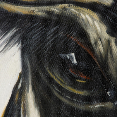 'Observation' (2019) - Signiertes Gemälde eines Zebras aus Peru (2019)