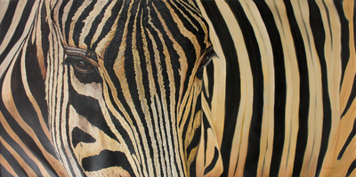 Signed Closeup Painting of a Zebra from Peru (2019)