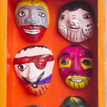 Wood wall mirror, 'Ayacucho Birth' - Retablo-Style Nativity Wood Wall Mirror from Peru