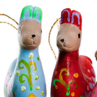 Ceramic ornaments, 'Llama Family' (set of 6) - Hand-Painted Ceramic Llama Ornaments from Peru (Set of 6)