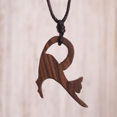 Wood pendant necklace, Relaxing Stretch