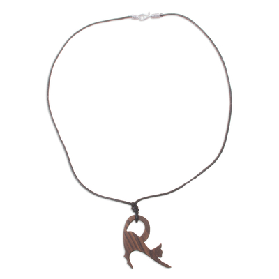 Halskette mit Holzanhänger - Halskette mit Holzanhänger einer Katze aus Peru