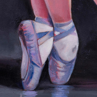 'Ballerina' - Signed Realist Painting of a Ballerina from Peru