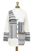 100% alpaca cardigan, 'Patchwork' - Ivory and Multi-Color Patchwork 100% Alpaca Knit Cardigan thumbail