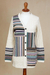 100% alpaca cardigan, 'Patchwork' - Ivory and Multi-Color Patchwork 100% Alpaca Knit Cardigan